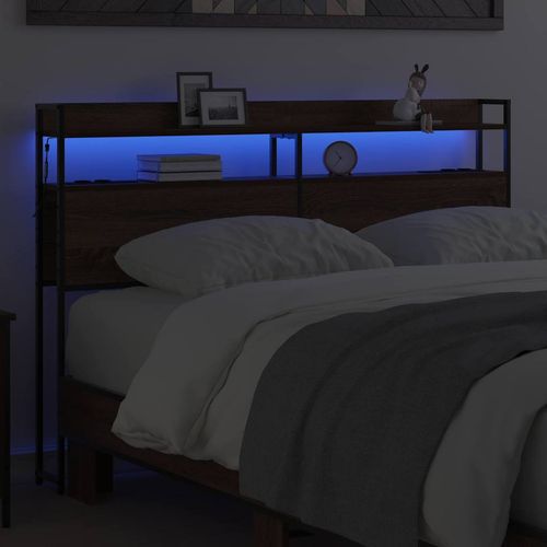 Zagłówek z półką Brązowy dąb 140 cm Materiał drewnopochodny na Arena.pl