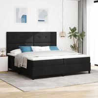 Czarne Łóżko Box Spring z Materacem i LED 200x200 cm Tkanina