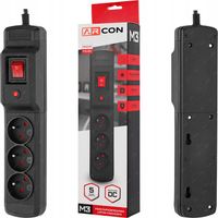 PRZEDŁUŻACZ LISTWA ZASILAJĄCA ANTYPRZEPIĘCIOWA 3 GNIAZDA ARCON M3 1,5m