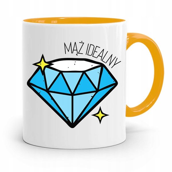 Kubek Żółty Prezent Dla Chłopaka Męża Idealnego Z Nadrukiem Ze Zdjęciem zdjęcie 1