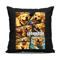 Labrador life - czarna poduszka na prezent z pieskiem