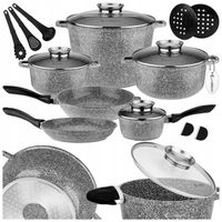 KOMPLET GARNKÓW MARMUROWYCH ZESTAW GARNKI INDUKCJA / GAZ PATELNIA RONDELEK