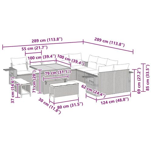 Zestaw Sof na Ogród 13 pcs Szary polirattan na Arena.pl
