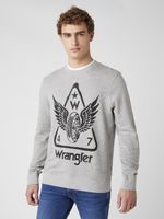 MĘSKA BLUZA WRANGLER GRAPHIC CREW MID GREY MEL W6E2HAX37 XL