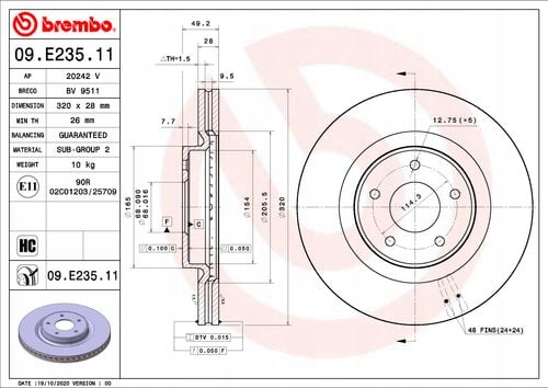 TARCZA HAM PRZOD 320X28 V BREMBO na Arena.pl