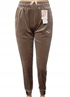 Spodnie welurowe z kieszeniami bawełna MODNE prążki DASIRE L brązowe