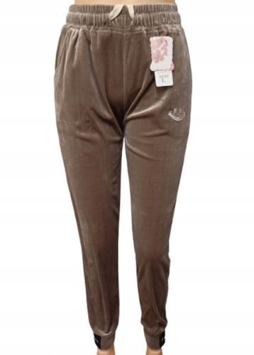 Spodnie welurowe z kieszeniami bawełna MODNE prążki DASIRE L brązowe na Arena.pl