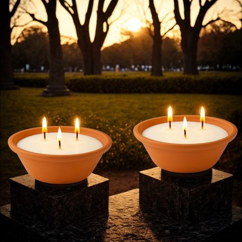 2X ZNICZ CERAMICZNY GLINIANY PARAFINOWY ZALEWANY 20CM 600g NA GRÓB GLINIAK na Arena.pl