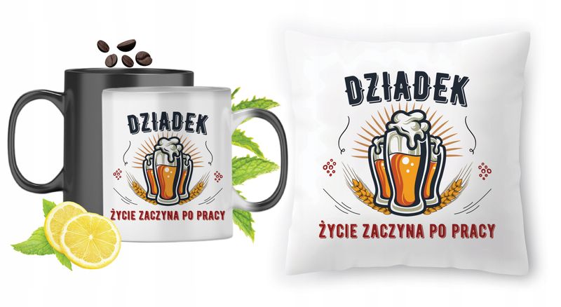 Dla Dziadka Zestaw Kubek Magiczny + Poduszka Z Nadrukiem Ze Zdjęciem zdjęcie 1