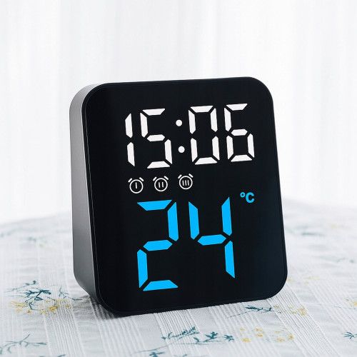 ZEGAR ZEGAREK ELEKTRONICZNY CYFROWY LED STOJĄCY BUDZIK DATA TEMPERATUR na Arena.pl