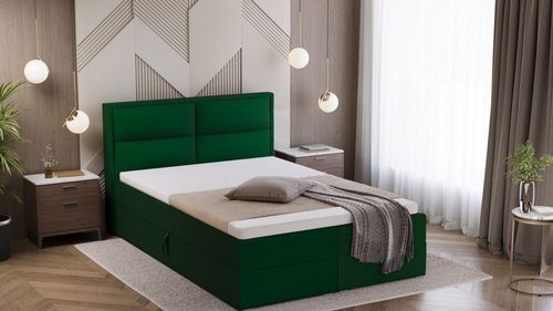Łóżko Kontynentalne z Pojemnikiem do Sypialni Arizona 160x200 Zielone na Arena.pl