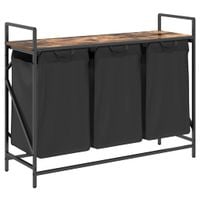 Kosz na pranie 3 przegrody z półką, przydymiony dąb