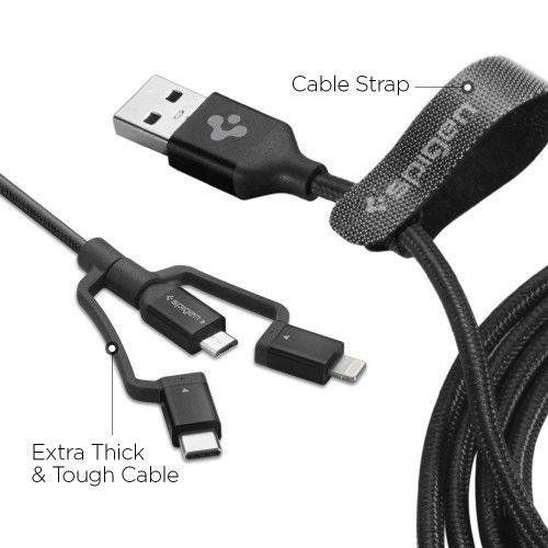 Spigen C10I3 3In1 Type-C & Lightning & Micro-Usb Cable 150Cm Black na Arena.pl