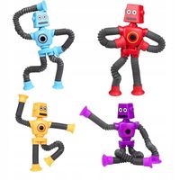 4 x Robot rurka LED Sensoryczne Antystresowa Przyssawka Rurki świecąca