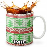 KUBEK 330ml Z GRAFIKĄ PREZENT NA ŚWIĘTA WZORY - CHOINKA NORWESKIE + IMIĘ