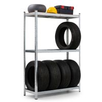 Regał na opony metalowy garażowy 120 cm 3 półki 120x40x180 Srebrny