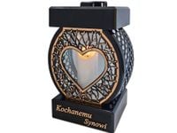 SYN SYNOWI ZNICZ LAMPION NA GRÓB KOŁO RTN SERCE RAMA ZŁOTO+ŚWIECA LED BIAŁA