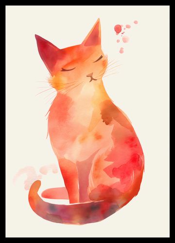 Plakat 29,7x42cm Akwarelowy Kot na Arena.pl