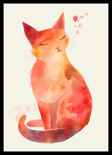 Plakat 29,7x42cm Akwarelowy Kot zdjęcie 2