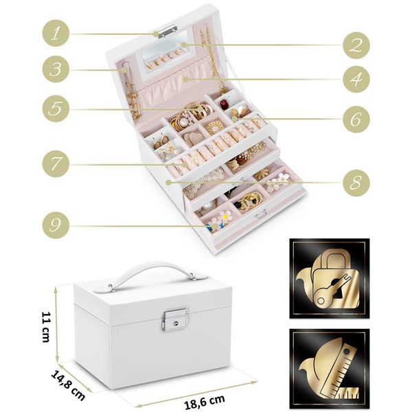 Szkatułka na biżuterię MS-700 Massido - biała zdjęcie 7