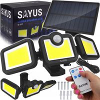 LAMPA SOLARNA Z CZUJNIKIEM RUCHU OGRODOWA OSOBNY PANEL PILOT 171 LED 3w1