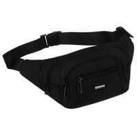 czarna saszetka męska, jednokomorowa z czterema dodatkowymi kieszeniami