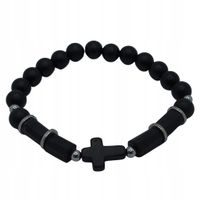 BRANSOLETKA MĘSKA CZARNY TURMALIN HEMATYT LAWA TALIZMAN OCHRONNY 8MM MP2