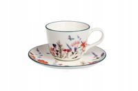 FILIŻANKA ZE SPODKIEM DO KAWY HERBATY 250 ML CERAMICZNA PAN KWIATEK