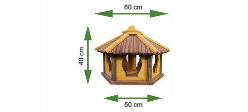 Duży Karmnik dla ptaków do stojaka drewno z wsypem KW62 antracyt-tik PL na Arena.pl