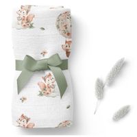 BOCIOLAND Pieluszka bambusowa Wiewiórki 75x75 cm