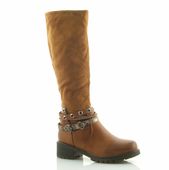 Kozaki damskie oficerki ocieplane camel Rozmiar obuwia - 39