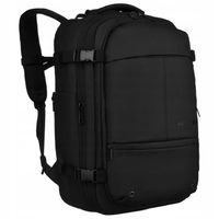 Pojemny plecak podróżny w czarnym kolorze z komorą próżniową i kieszenią na