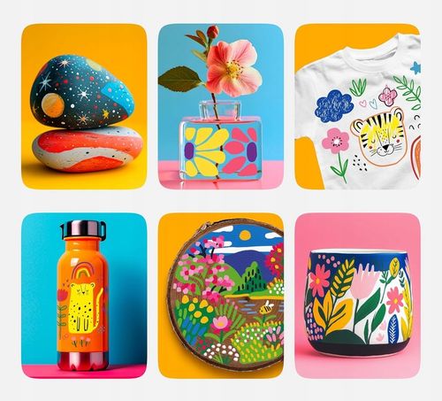 MARKERY AKRYLOWE 24 KOLORY PISAKI FLAMASTRY DO KAMIENI DREWNA TKANIN SZKŁA na Arena.pl