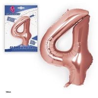 balon foliowy cyfra 4 duża 100 cm urodziny rózowa