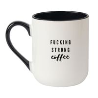 KUBEK "FUCKING STRONG COFFEE" Wzór - Elegant Biało-Czarny 330 ml