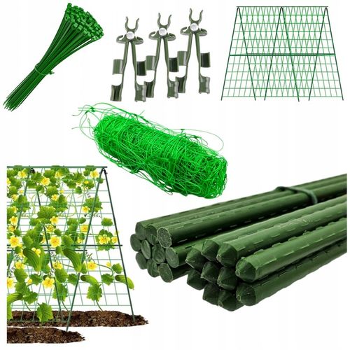 Podpora siatka do ogórków Pomidorów TYCZKA PALIK 7 Tyczek 150cm + Akcesoria na Arena.pl