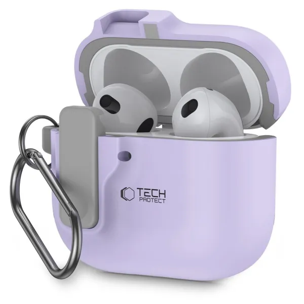 Etui Tech-Protect Slim Hook na AirPods 4 - fioletowe zdjęcie 1