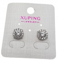 Xuping – kolczyki w kolorze srebra wysadzane mieniącymi się kryształkami