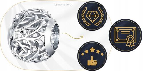CHARMS GAŁĄZKI srebro 925 listki srebrne zawieszka koralik charmsy pr. S925 na Arena.pl