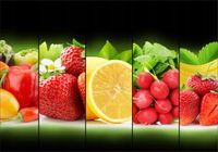 Fototapeta owoce truskawki cytryna warzywa 350x245