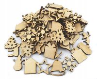 Mini drewniane dekoracje na Święta MIX Zestawy mix wzorów 100szt 3CM