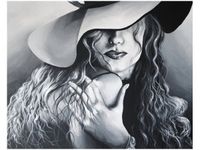 40X50CM SZARA DAMA OBRAZ