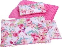 Pościel dla lalki - minky i bawełna pościele BOBO RÓŻOWE KWIATY