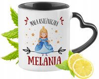 Kubek Czarny Z Uszkiem W Kształcie Serca Dla Melanii Idealny Na Prezent