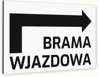 Tabliczka znak informacyjny 30x20 Biała BRAMA WJAZDOWA Dibond NADRUK UV