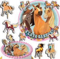 ZESTAW OPŁATEK NA TORT 20CM + TOPPERY PAPIEROWE - MUSTANG 15CM 18CM