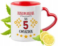 Kubek Czerwony Z Uszkiem W Kształcie Serca Dla Kinomaniaka Na Prezent