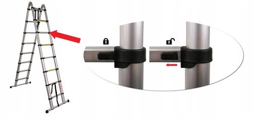 Drabina teleskopowa aluminiowa przegubowa 5m / z funkcją na schody na Arena.pl