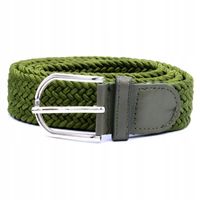 Pasek damski pleciony guma 3,2cm zielony khaki