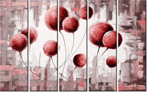 70CM 150CM OBRAZ 5 ELEM ABSTRAKCYJNE DMUCHAWCE CZERWIENI ŚCIENNY na Arena.pl
